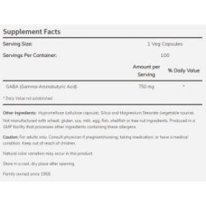 NOW Foods – GABA 750mg 100 caps Now foods