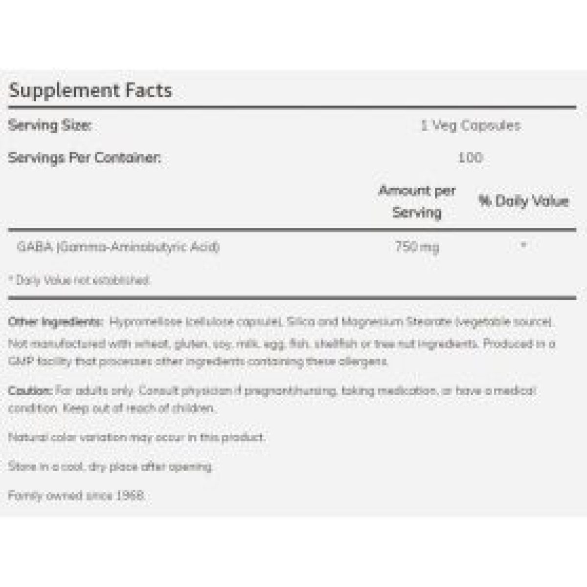NOW Foods – GABA 750mg 100 caps Now foods