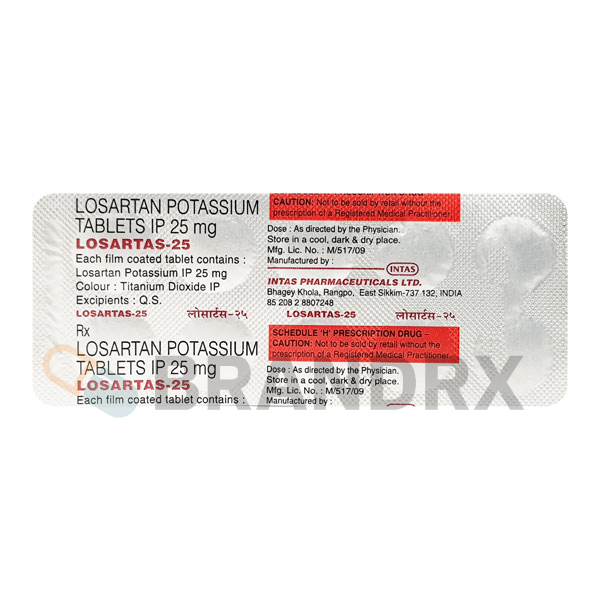 Losartas 25 mg Intas Pharmaceuticals
