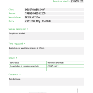 TRENBOMED E 200 (TRENBOLONE ENANTHATE) INJECTABLE STEROID IN AMPOULES Deus Medical - Image 3