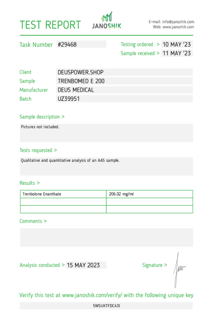 TRENBOMED E 200 (TRENBOLONE ENANTHATE) INJECTABLE STEROID IN AMPOULES Deus Medical - Image 4